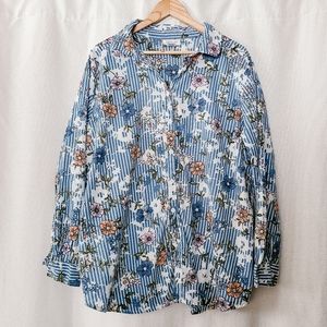 Vintage Floral Button Up Top